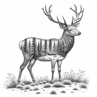 Stag in Trees 1
